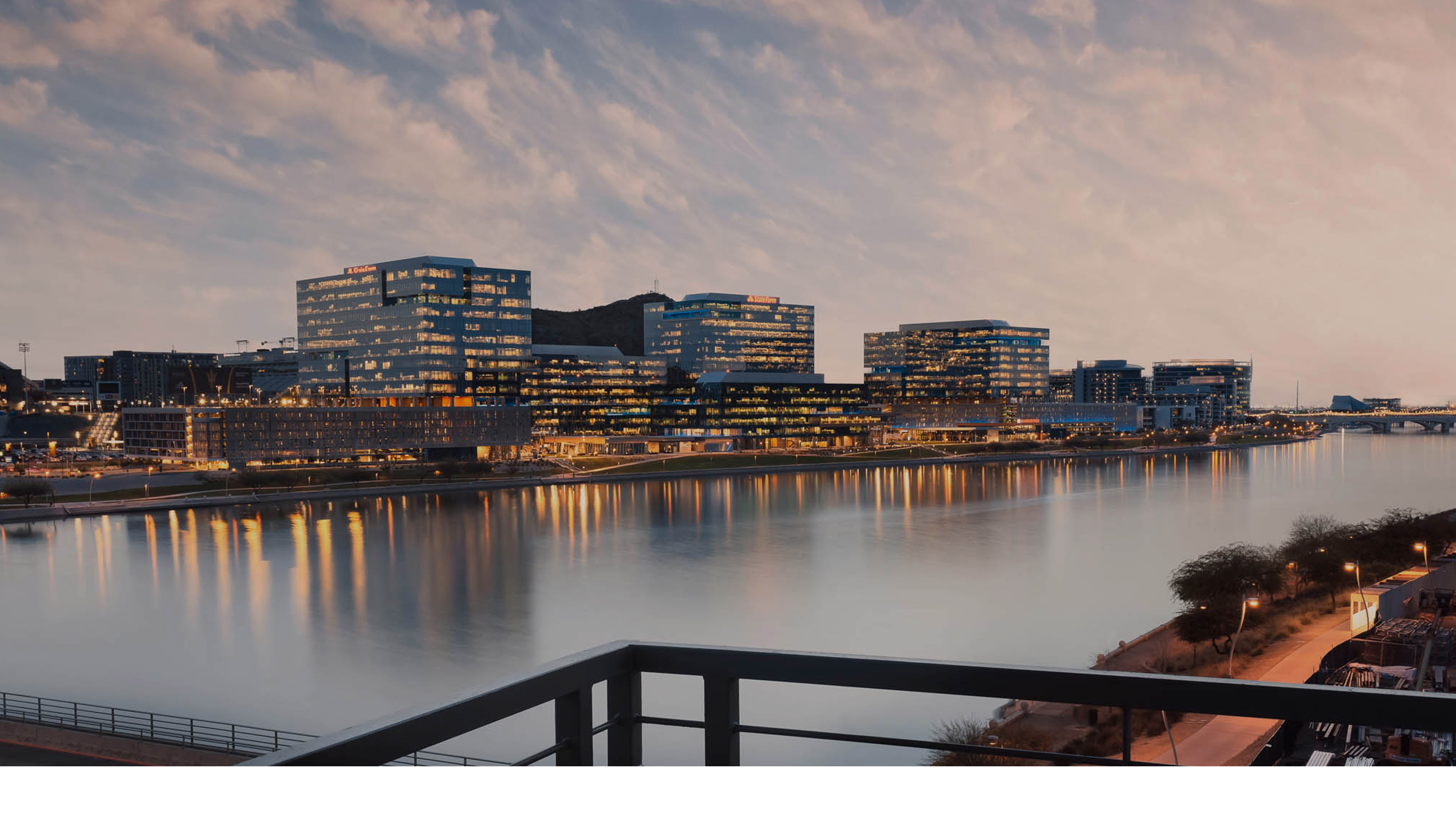view of Tempe Town Lake and waterfront development from balcony at Jefferson Town Lake Tempe Arizona