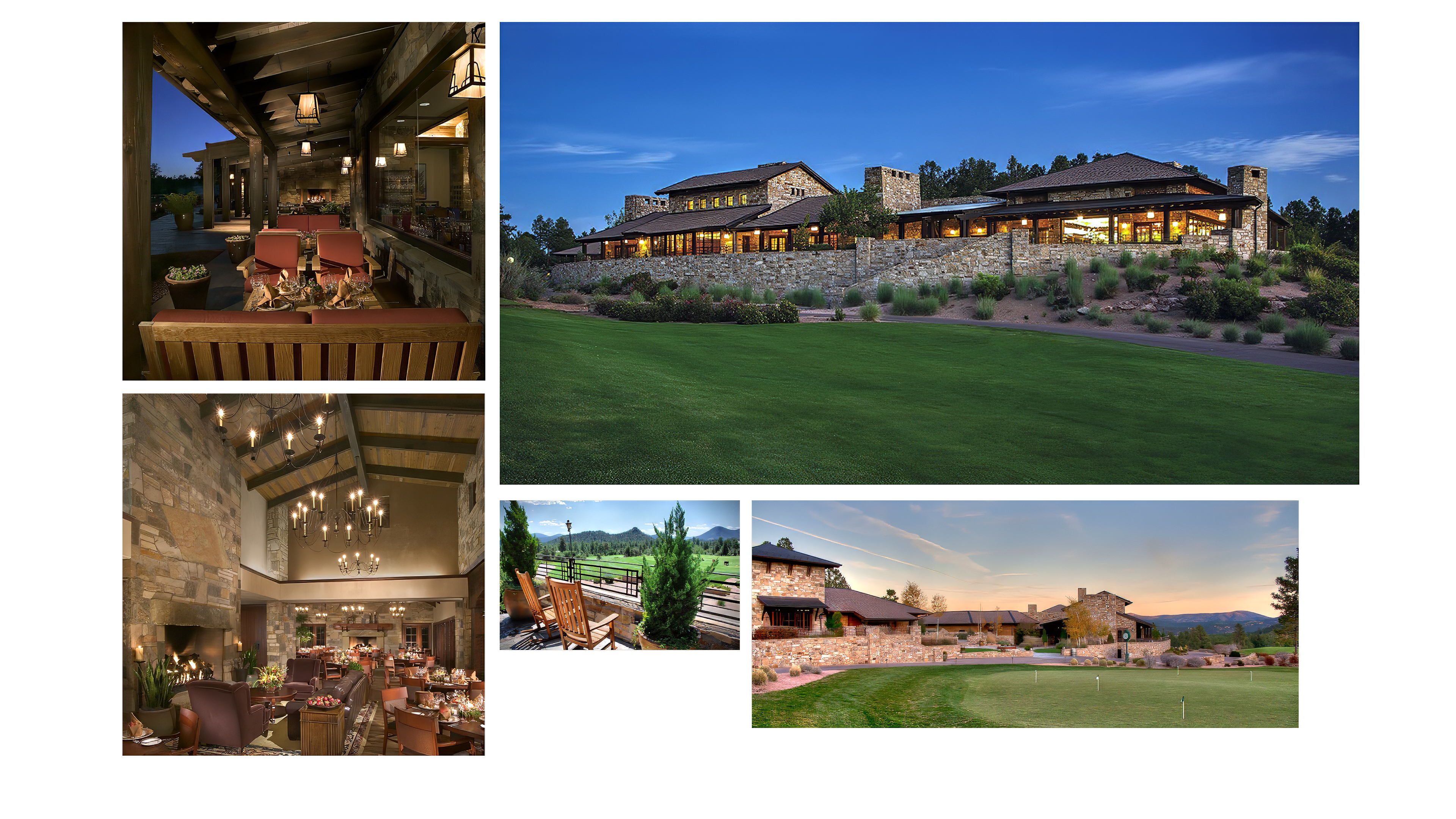 Rim Golf Club clubhouse in Payson, Arizona, with golf course exterior and hospitality interior spaces.